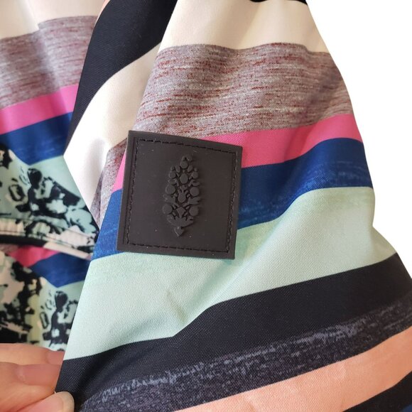 Free People Movement Bunny Slope Ski Jacket Colorful Stripe Floral Puffer Pink - Picture 16 of 16